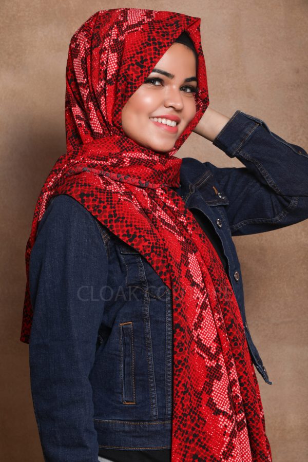 Red Queen Chiffon Printed Hijab