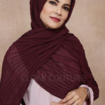 Maroon Pleated Georgette Hijab Image