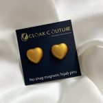 Matte Gold Heart Shaped No-Snag Magnetic Hijab Pin ( Set of 1) Image