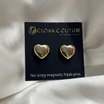 Gold Heart Shaped No-Snag Magnetic Hijab Pin ( Set of 2) Image