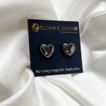 Platinum Heart Shaped No-Snag Magnetic Hijab Pin ( Set of 2) Image
