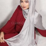 Silver Satin Crinkled Hijab Image