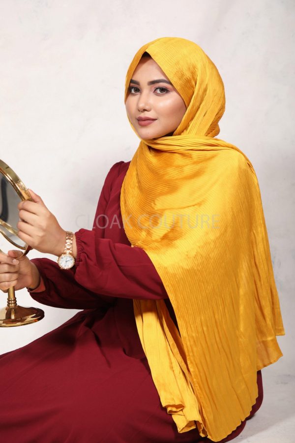 Gold Satin Crinkled Hijab