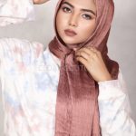 Copper Satin Crinkled Hijab Image