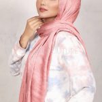 Rose Gold Satin Crinkled Hijab Image