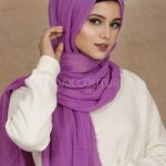 Purple Crinkled Cotton Hijab Image
