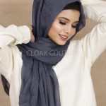 Denim Crinkled Cotton Hijab Image