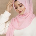 Baby Pink Crinkled Cotton Hijab Image