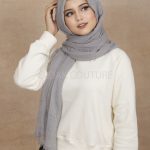 Rhino Grey Crinkled Cotton Hijab Image