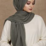 Gunmetal grey Crinkled Cotton Hijab Image