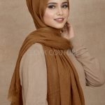 Caramel Crinkled Cotton Hijab Image