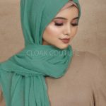 Turquoise Crinkled Cotton Hijab Image