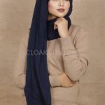Navy Blue Crinkled Cotton Hijab Image