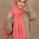 Coral Crinkled Cotton Hijab Image