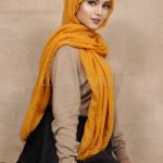 Golden Yellow Crinkled Cotton Hijab Image