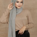 Ice Grey Crinkled Cotton Hijab Image