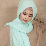 Misty Green Crinkled Cotton Hijab Image
