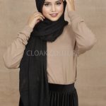 Black Crinkled Cotton Hijab Image
