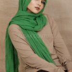 Parrot Green Crinkled Cotton Hijab Image