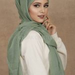 Pistachio Crinkled Cotton Hijab Image