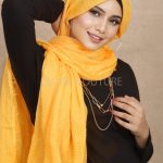 Sunlight Yellow Crinkled Cotton Hijab Image