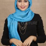 Ocean Blue Crinkled Cotton Hijab Image