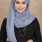 Powder Blue Crinkled Cotton Hijab Image