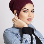 Maroon  Ear-slit Access Hijab Cap Image