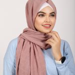 Salmon Turkish Rhombus Embossed Hijab Image