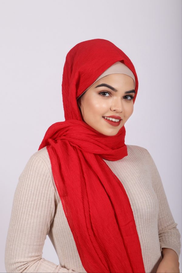 Red Ribbed cotton Hijab