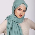 Mint Ribbed Cotton Hijab Image