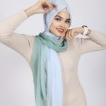 Mint Rush Ombre Crinkled Cotton Hijab Image