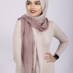 Rose Vanilla Ombre Crinkled Cotton Hijab Image