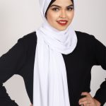White Turkish Pleated Jersey Hijab Image