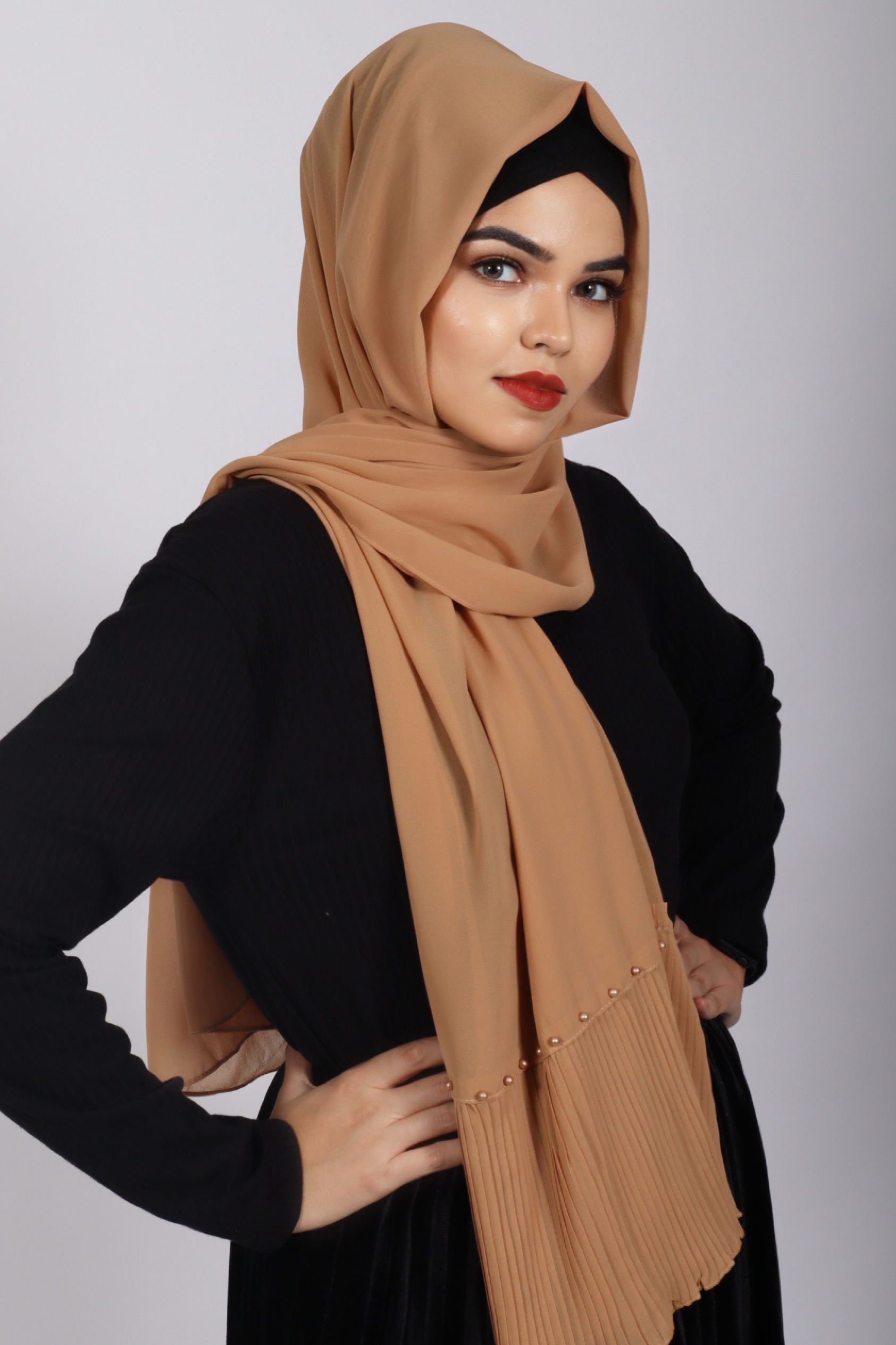 Pleated Pearl | Nude Pleated Pearl Hijab | Buy Now