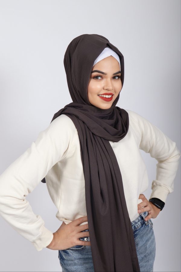 Cocoa Turkish Pleated Jersey Hijab