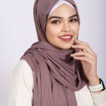 Mocha Turkish Pleated Jersey Hijab Image