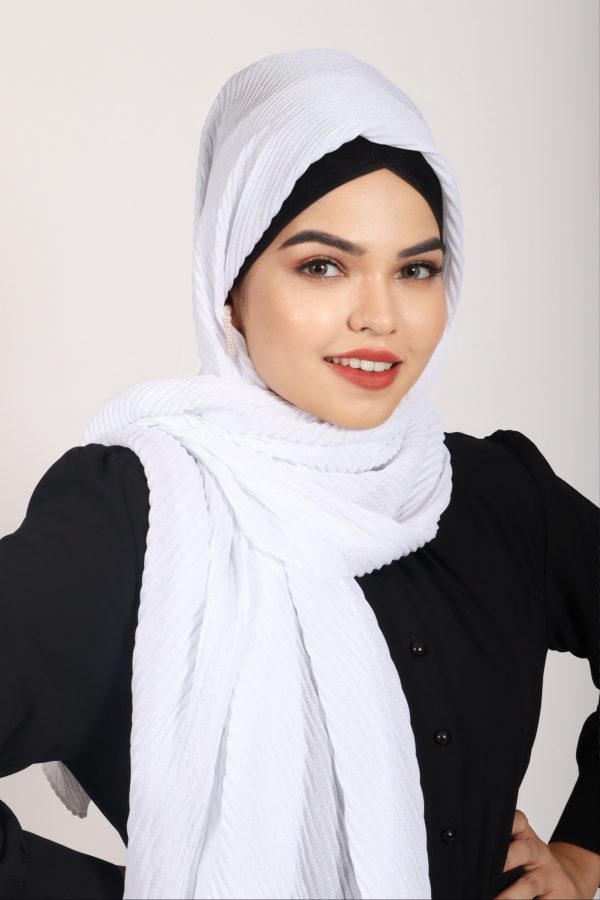 White Cotton Pleated Hijab