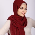 Maroon Cotton Pleated Hijab Image