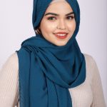 Timeless Teal Cotton Pleated Hijab Image
