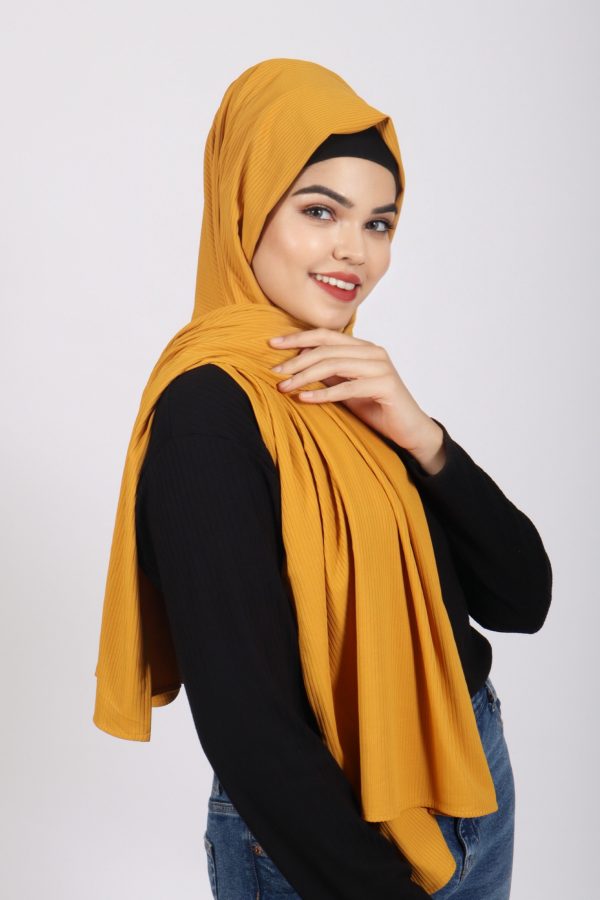 Mustard Ribbed Jersey Hijab