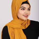 Mustard Ribbed Jersey Hijab Image