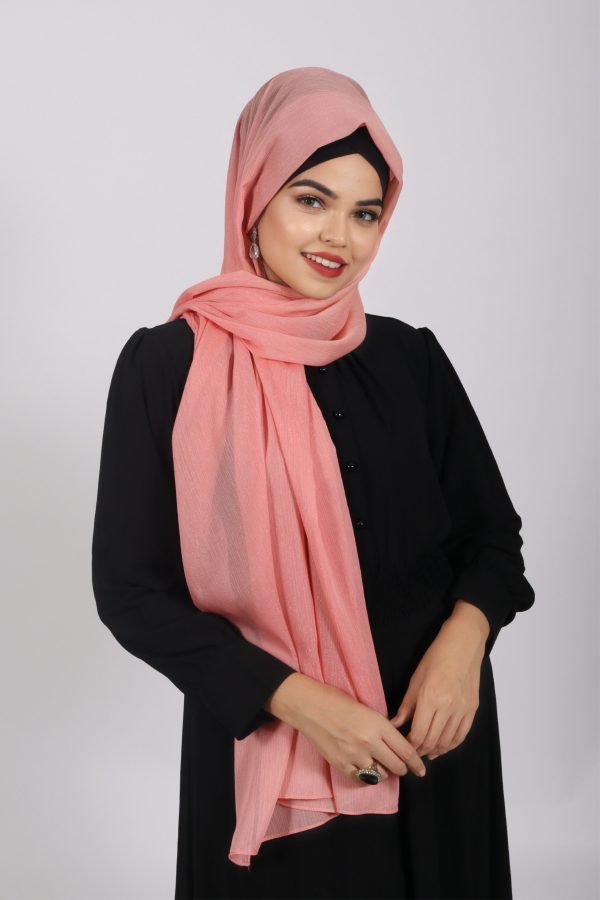 Peachy Shimmer Chiffon Hijab