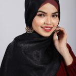 Black Velvet Chiffon Hijab Image