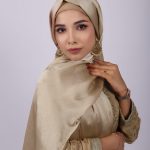 Cream Gold Muna Satin Hijab Image