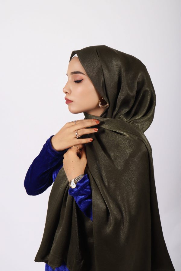 Olive Velvet Chiffon Hijab