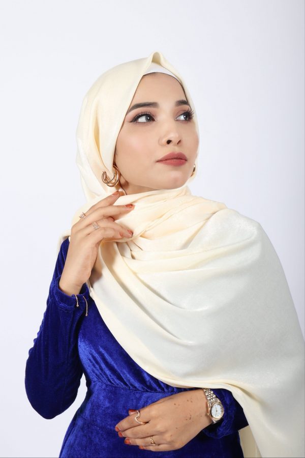 Cream Velvet Chiffon Hijab