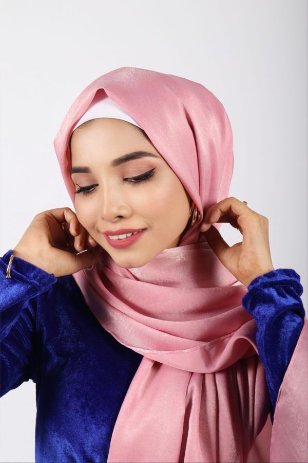 Pink Velvet Chiffon Hijab