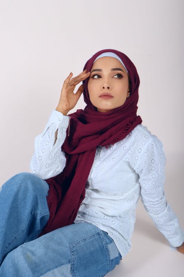Raspberry Crinkled Viscose Hijab