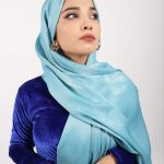 Aqua Velvet Chiffon Hijab Image